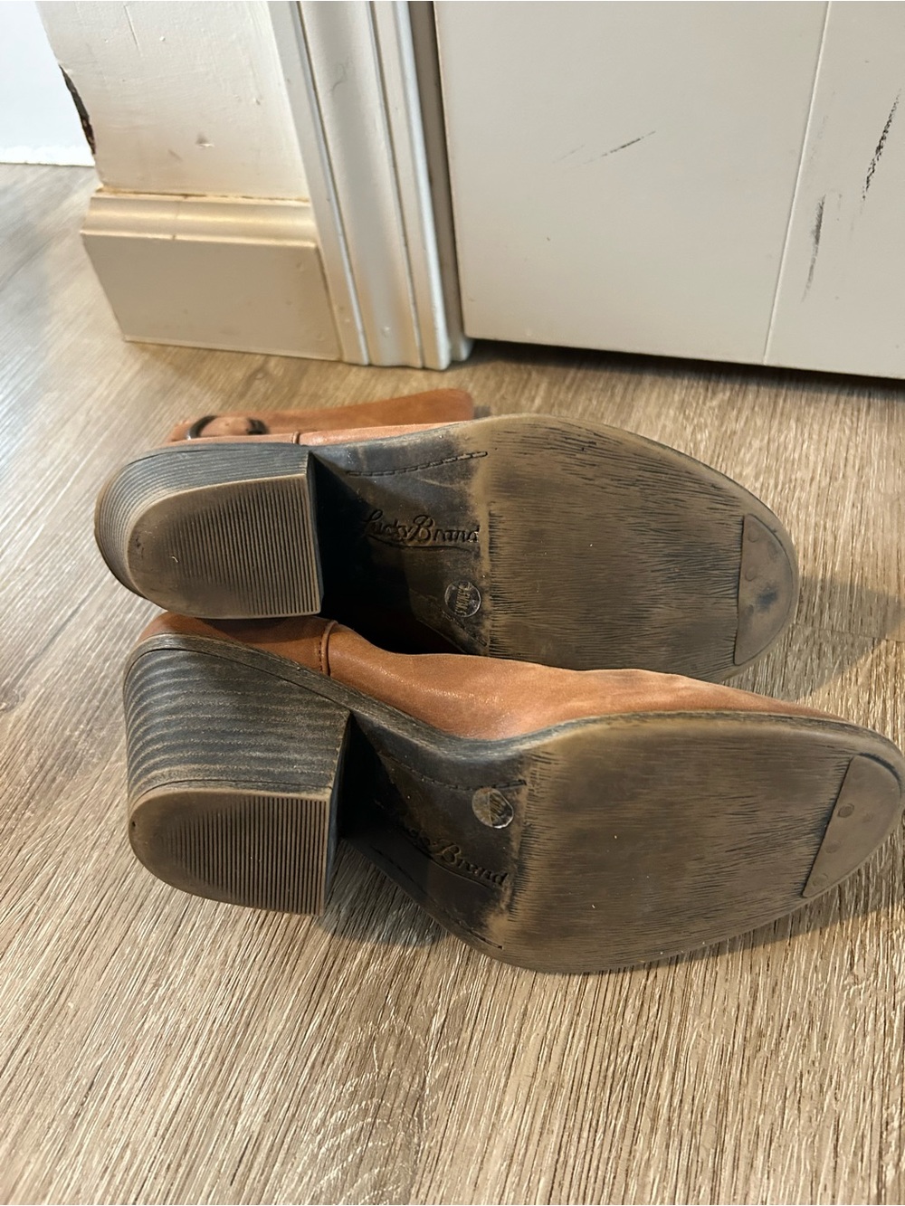 Lucky Brand Tan Leather Buckle Ankle Booties - Picture 5 of 5
